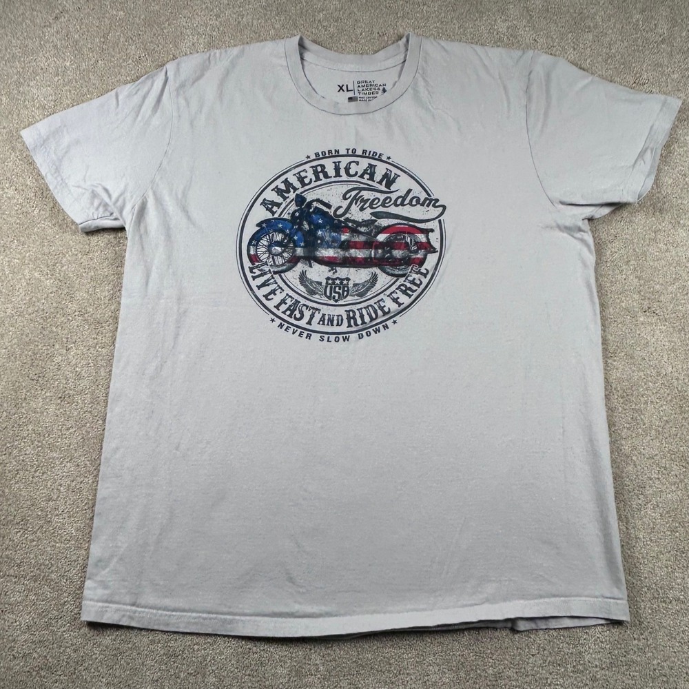 Great American Lakes &Timber Mens xl Motorcycle Graphic T-Shirt American Freedom